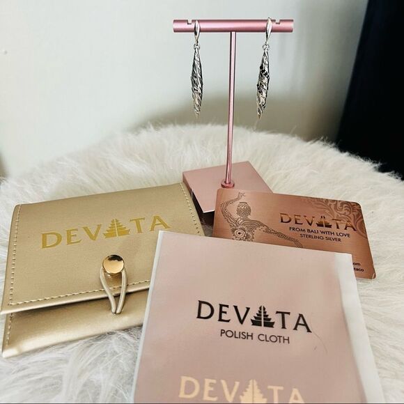 DEVATA Sterling Silver & 18K Gold Black Spinel Animal Print Drop Earrings, NWT - Picture 3 of 16